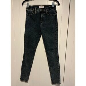 FRAME Le High Skinny Jeans Women's Size 25 Grey Acid Wash Denim